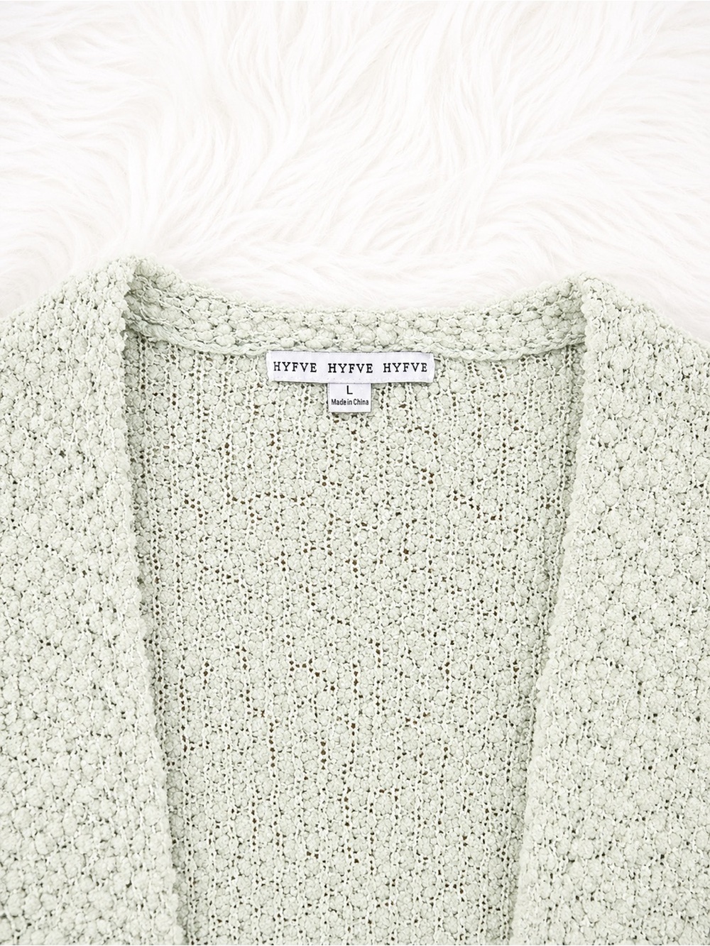 HYFVE Sage Green Popcorn Knit Cardigan Large Cozy Boho Chunky Open Front Sweater - Picture 2 of 3